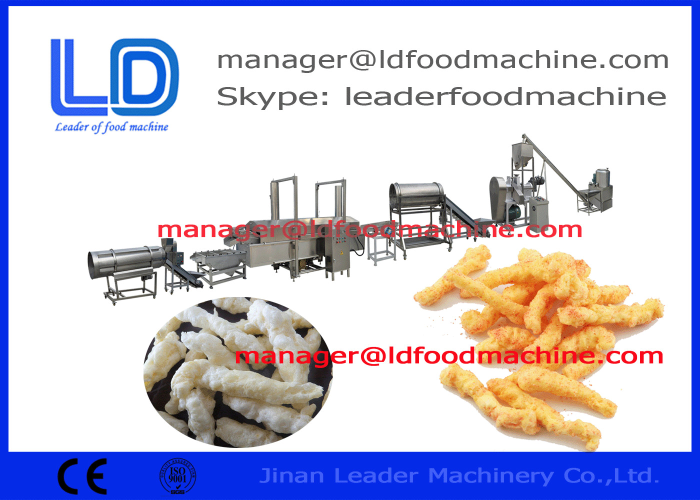 Cheetos / Niknak / Kurkure Membuat Mesin, Stainless Steel Cheetos Mesin 125kg / h 230kg / h