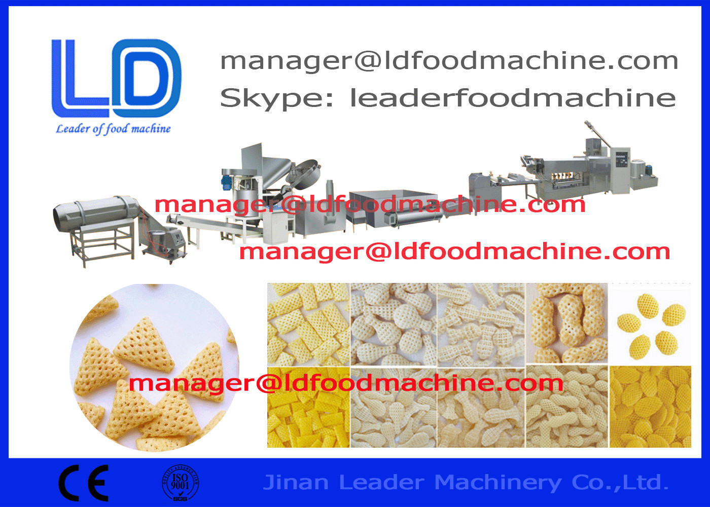 Snack 2D 3D Pelet Pengolahan Jalur kembung / Extruded Food Processing Equipment