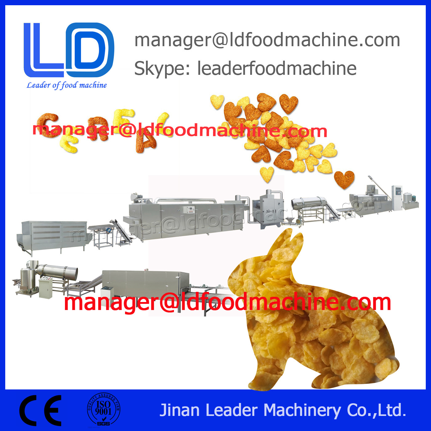 Extruded Sarapan Sereal Corn Flakes pembuatan Mesin 500kg / h
